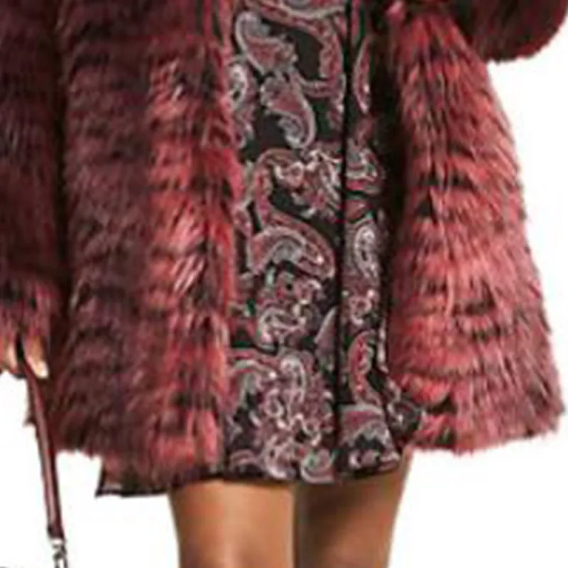 MICHAEL KORS Tiger Print Faux Fur Coat Coats Women's Red-4