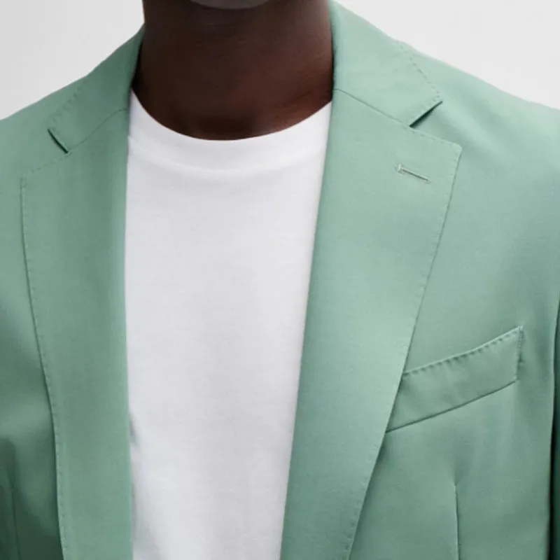 HUGO BOSS Slim Fit Jacket In A Performance Stretch Wool Blend Jackets & Coats Men's Green-5