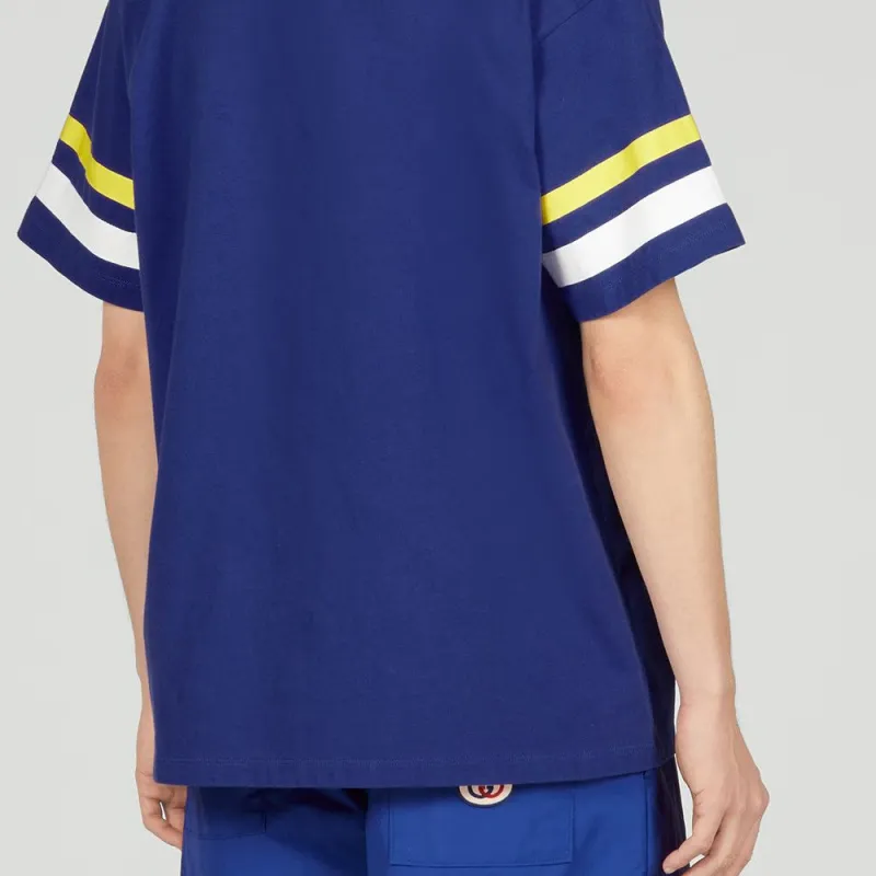 GUCCI Logo Print Crew Neck Pullover Short Sleeved T Shirt Men's Blue-4