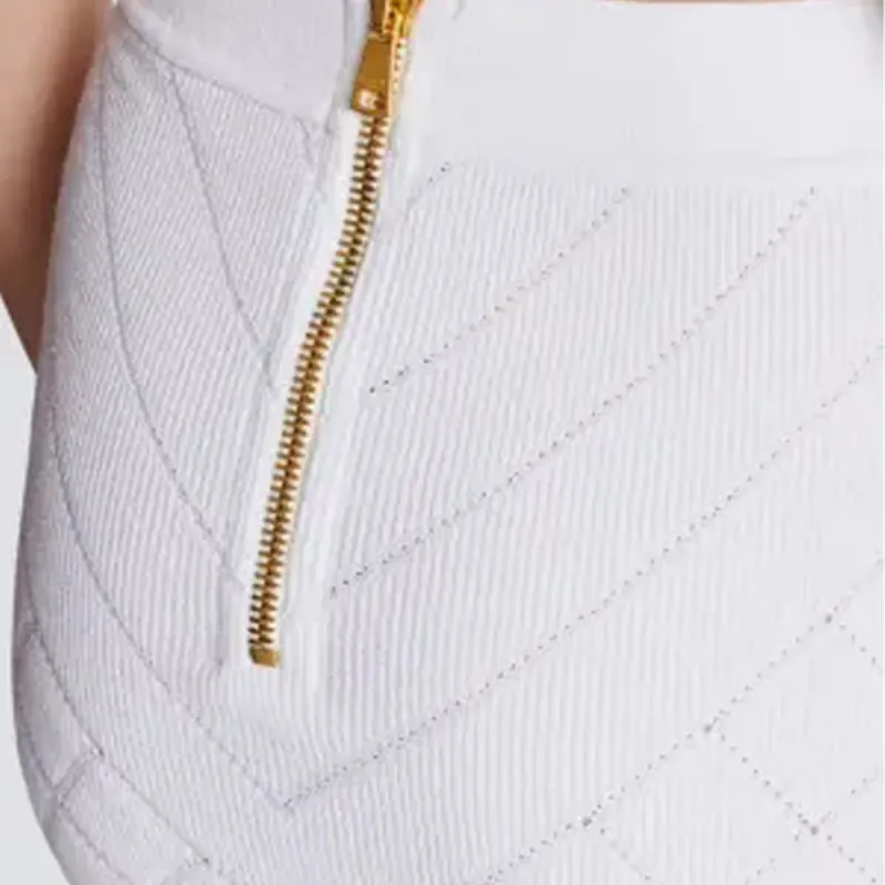 BALMAIN 6 Button Knit Skirt 'White'-5