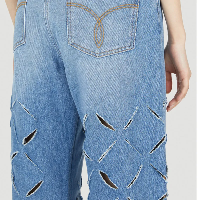 VERSACE Logo Patch Cut Out Jeans-6