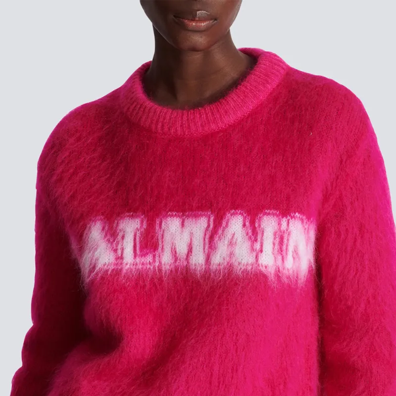 BALMAIN Logo Jacquard Crewneck Knitted Jumper-6