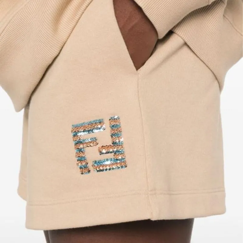FENDI Ff Sequin Embellished Drawstring Shorts-4
