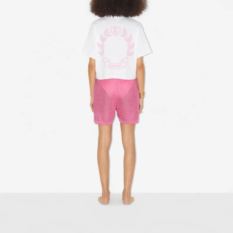 Burberry Logo Printed Crewneck Cropped T Shirt-2