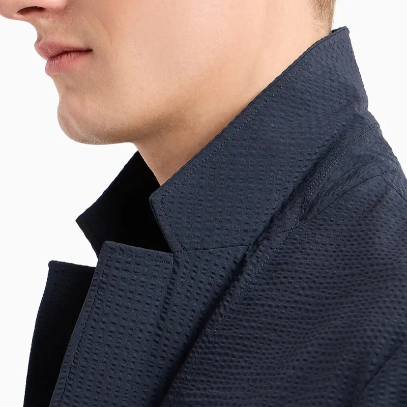 EMPORIO ARMANI Single breasted Jacket In Technical Seersucker Fabric-3