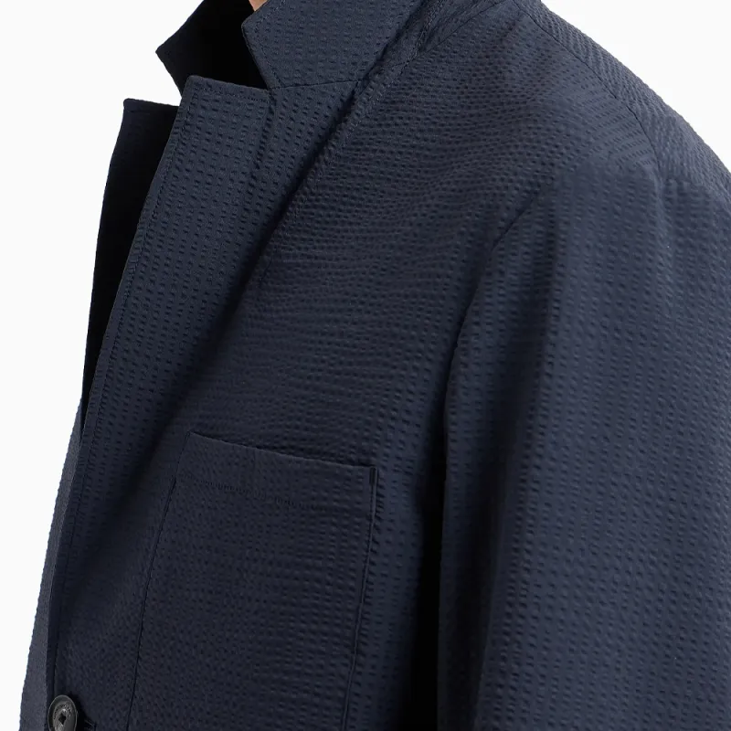 EMPORIO ARMANI Single breasted Jacket In Technical Seersucker Fabric-5