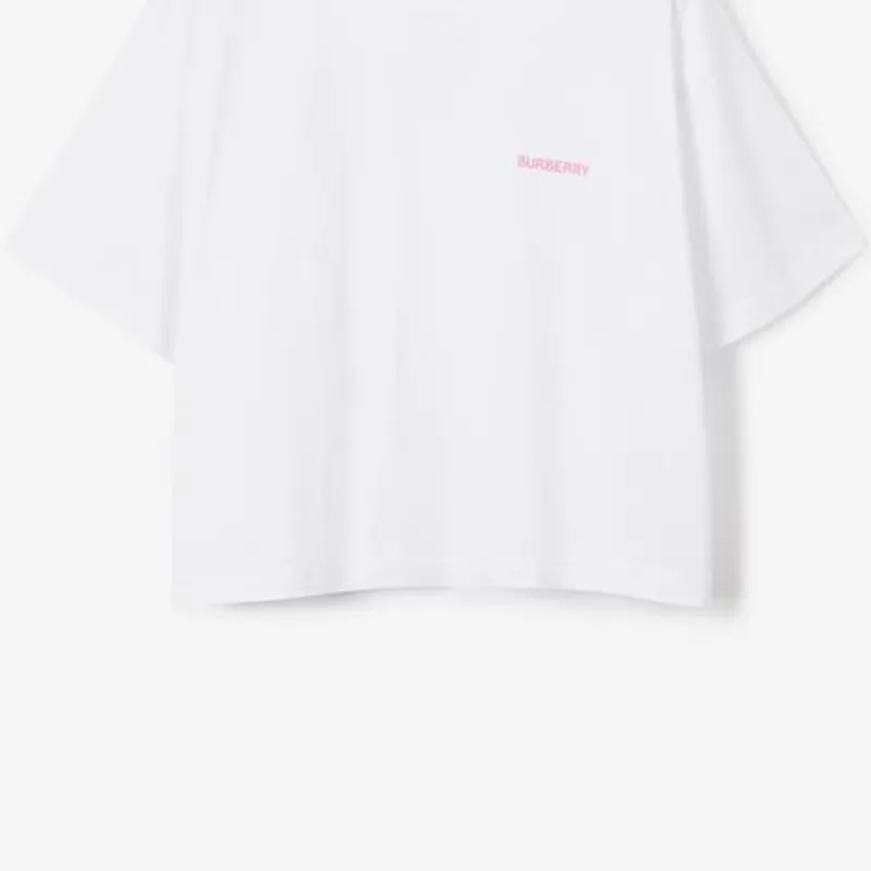 Burberry Logo Printed Crewneck Cropped T Shirt-4