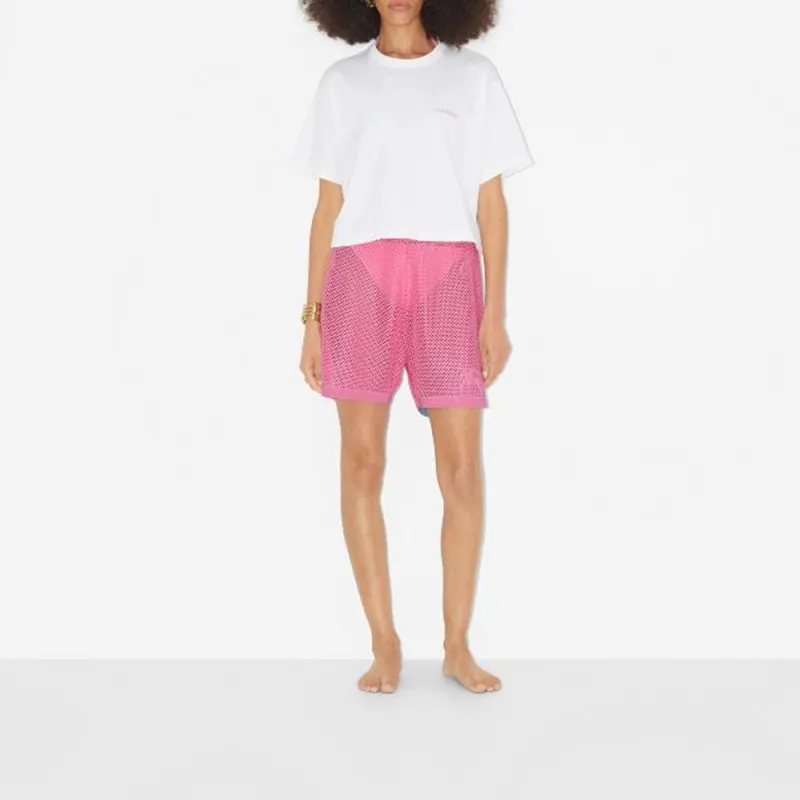 Burberry Logo Printed Crewneck Cropped T Shirt-1