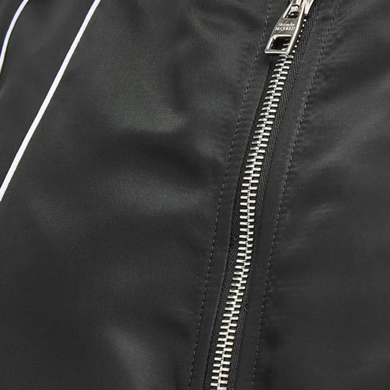 Alexander McQueen Piped Trim Zip Up Bomber Jacket-6