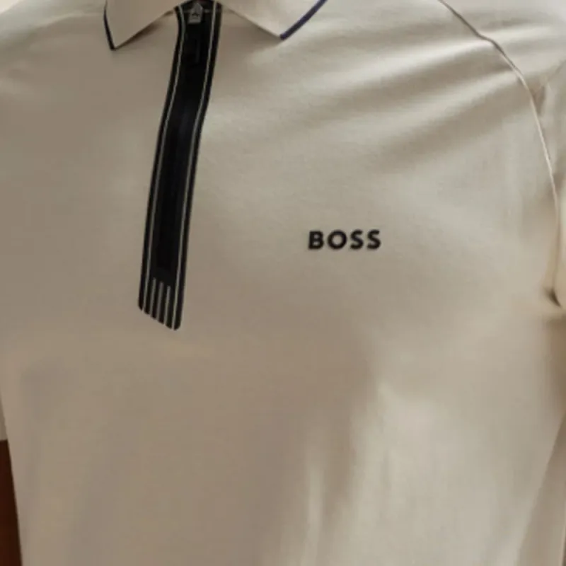 HUGO BOSS Zip Placket Stretch Slim Fit Polo Shirt-6