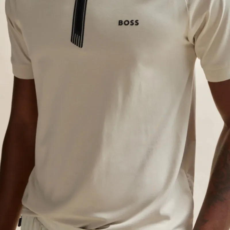HUGO BOSS Zip Placket Stretch Slim Fit Polo Shirt-4