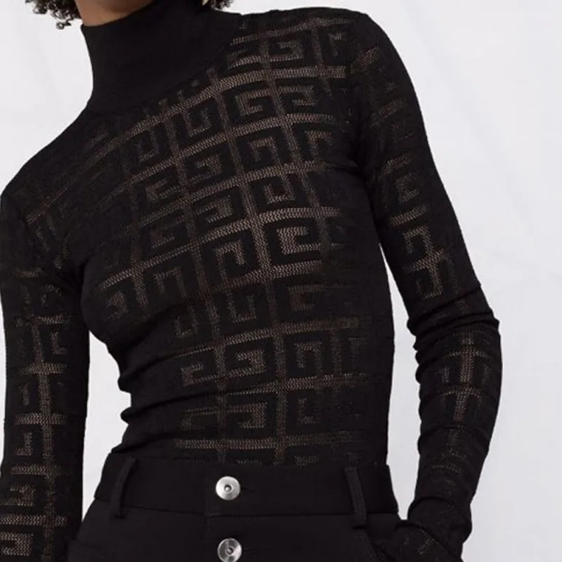 Givenchy Slim Fit Sweater In 4G Jacquard 'Black'-5