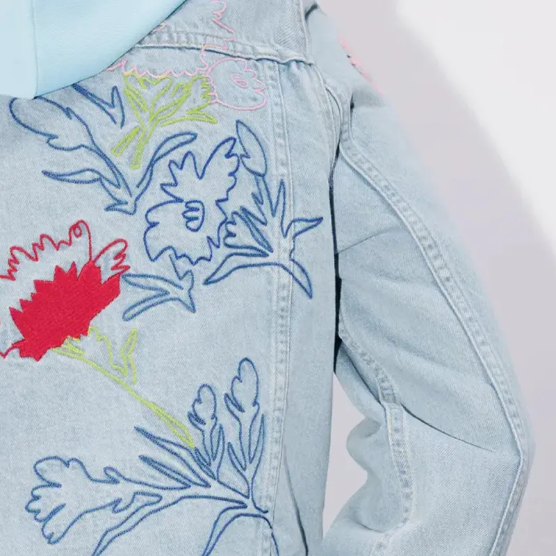 KENZO Floral Logo Embroidered Denim Jacket-6