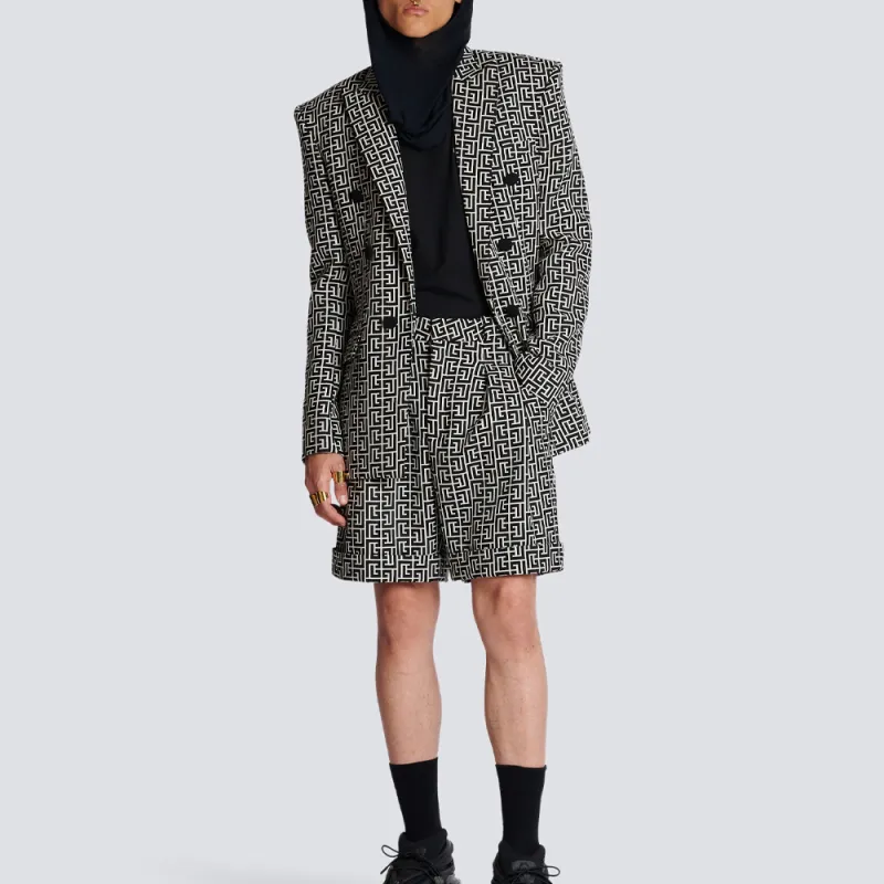 BALMAIN Business Suits Men Black/White-2