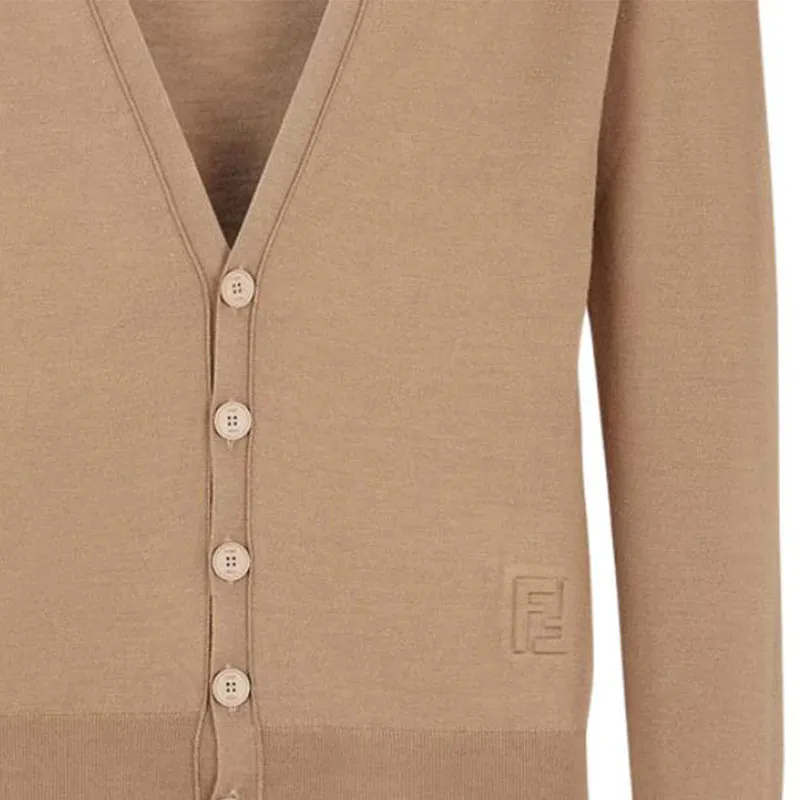 FENDI V Neck Buttoned Knitted Cardigan-5