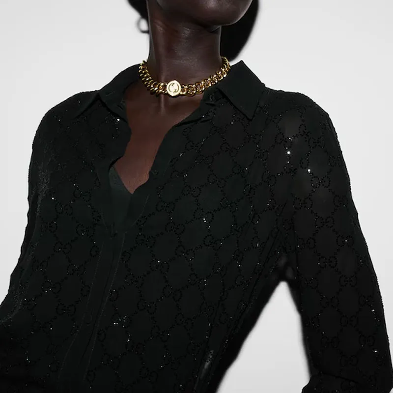 GUCCI Gg Monogram Sequinned Shirt-5