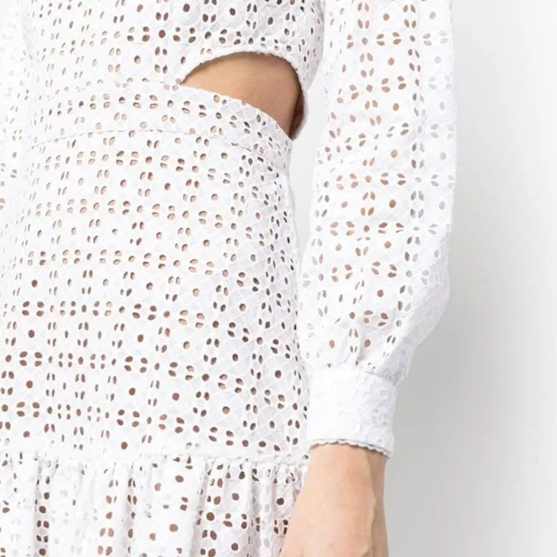 MICHAEL KORS Cotton Eyelet Cutout Mini Dress-4