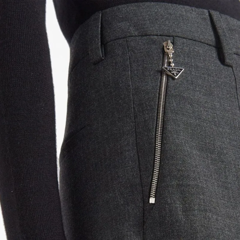 PRADA Mid-Rise Zip-Pocket Cropped Trousers-5