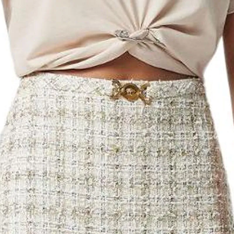 VERSACE Checked Tweed Mini Skirt-4