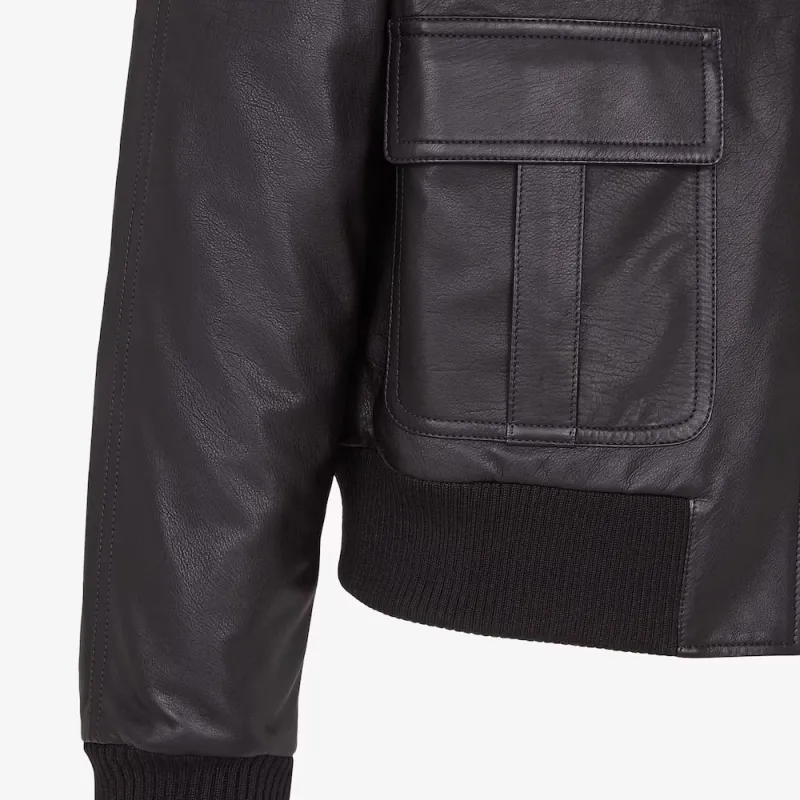 FENDI Leather Jackets Men Black-4