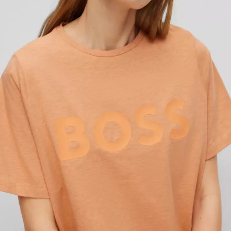 HUGO BOSS SS23 Drop Shoulder Sleeve T Shirt Women's Light Orange-4