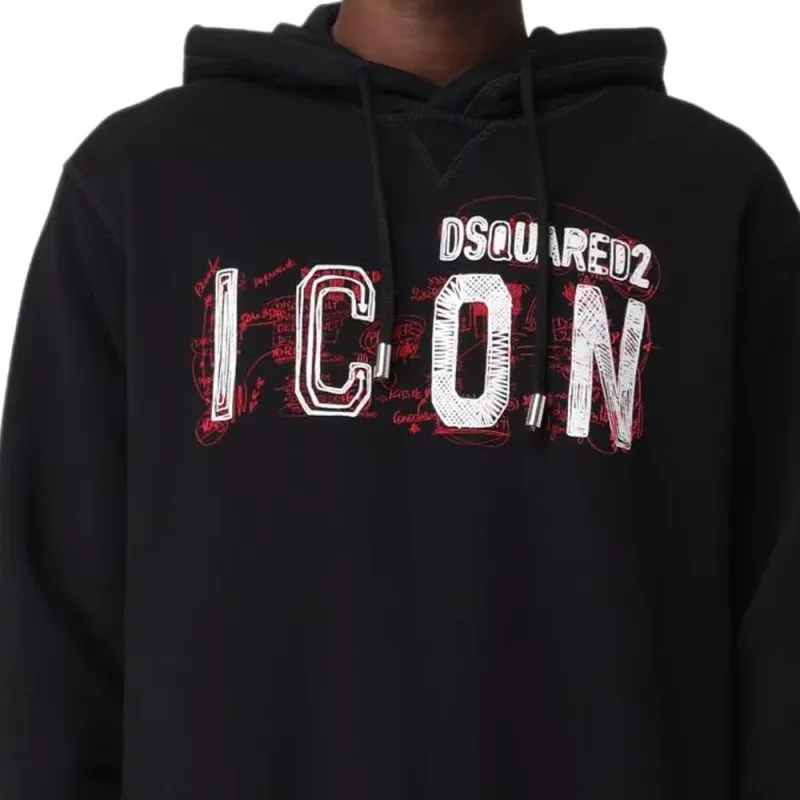 DSQUARED 2 Icon Printed Drawstring Hoodie-1