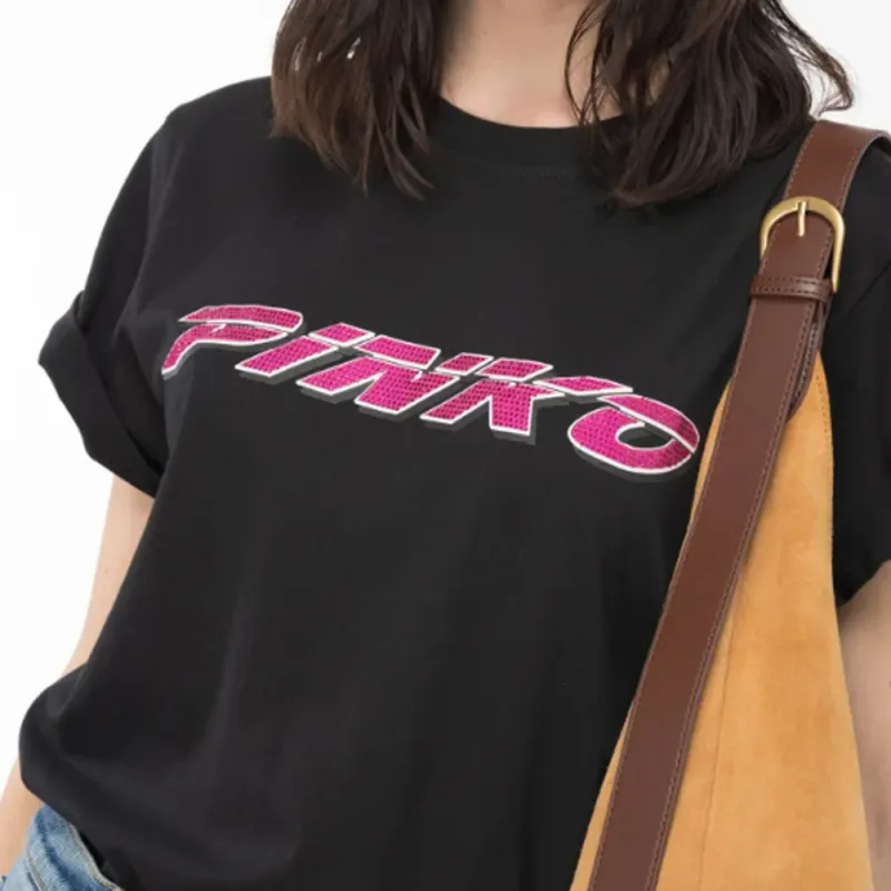 PINKO Logo Printed Crewneck T Shirt-3