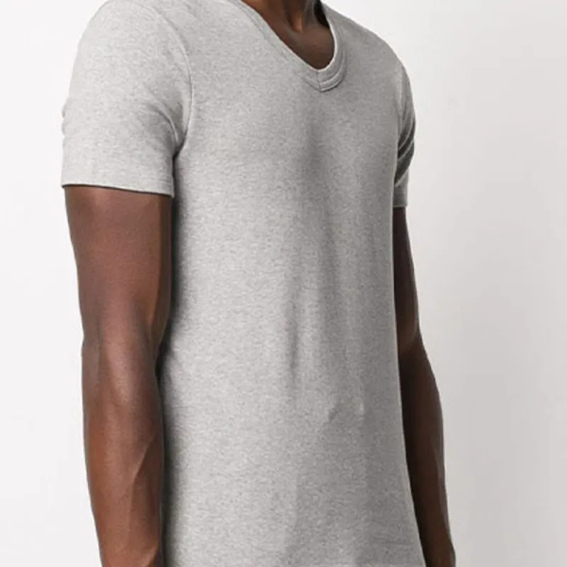 TOM FORD Logo Patch V neck T shirt-3