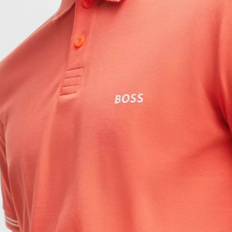 HUGO BOSS Stretch cotton Slim fit Polo Shirt With Branding Polo Shirt Men's Orange-4
