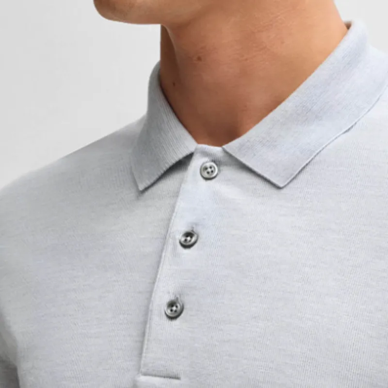HUGO BOSS Polo Shirt In Cotton And Silk With Corduroy Effect Polo Shirt Men's Gray-4