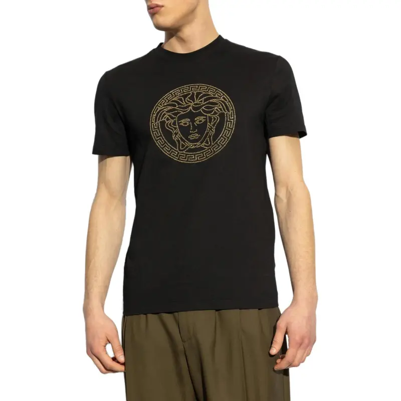 VERSACE Medusa Head Embellished Crewneck T Shirt-1