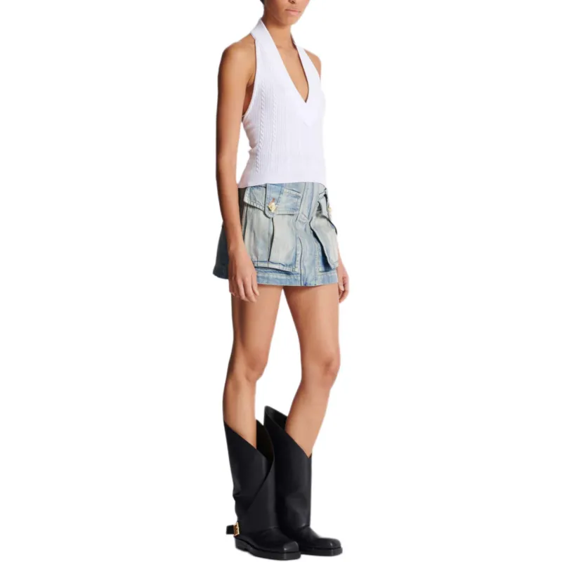 BALMAIN Cable knit Halterneck Top-4