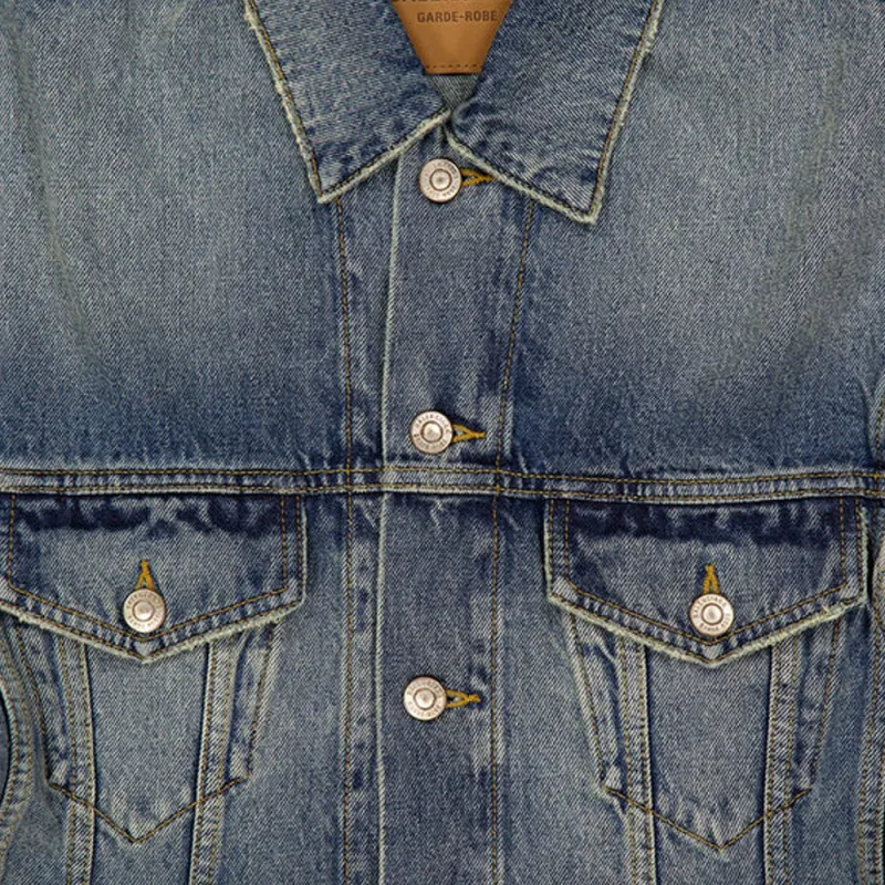 Balenciaga Collared Button Up Denim Jacket-5