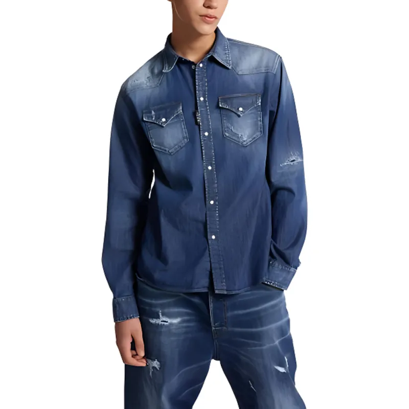 DSQUARED 2 Distressed Denim Shirt-3