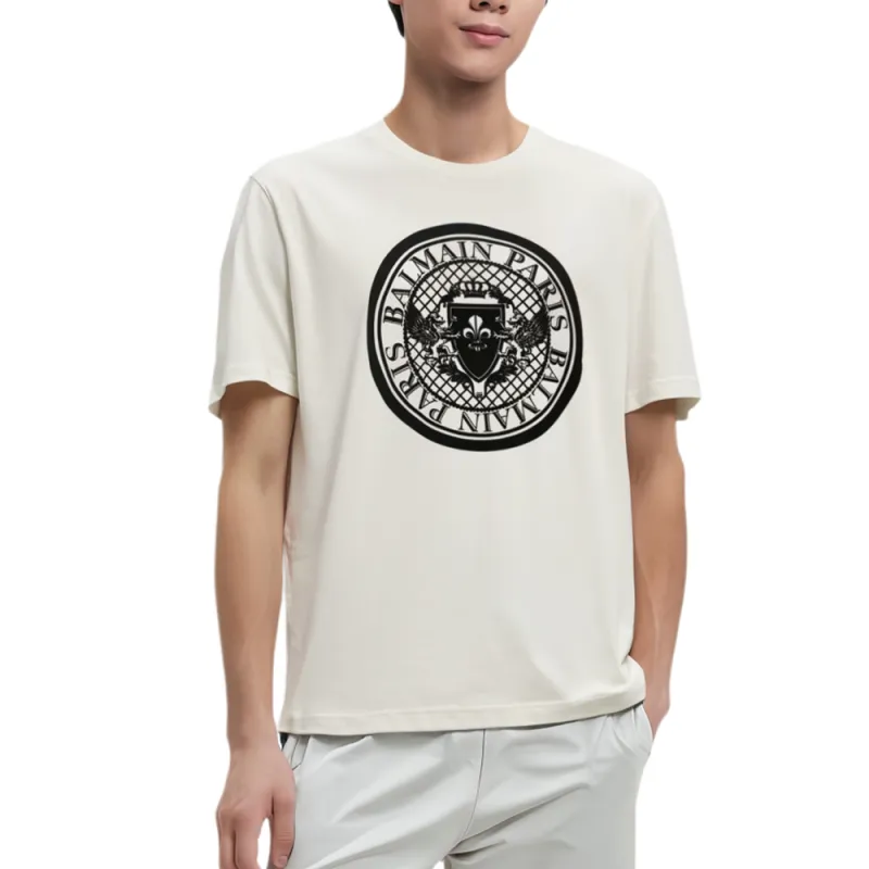 BALMAIN Logo Printed Crewneck T Shirt-1