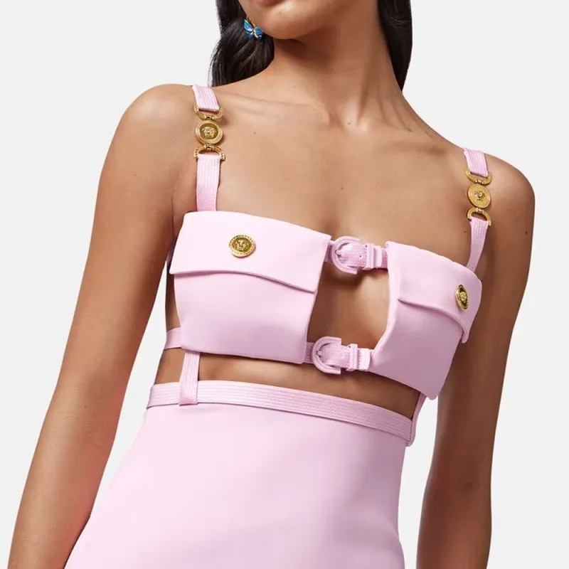 VERSACE Sleeveless Dresses Women's Pink-4
