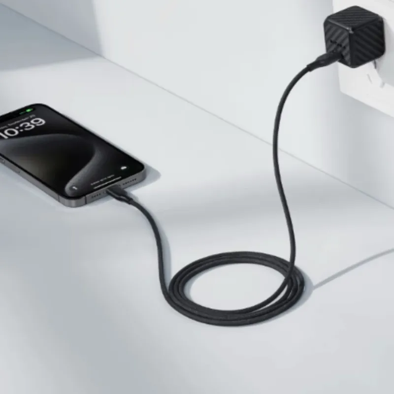 PITAKA Dual USB-C Anti-Tangle Cable 1.2m One Drag One Type-c To Type-c 60W Compatibility Apple 15 Woven Cables-1