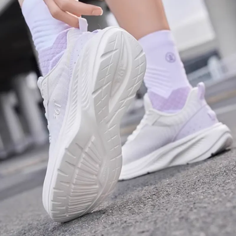 361° Cushioned Slip-Resistant Low-Top Casual Running Shoes Women's White Purple-2