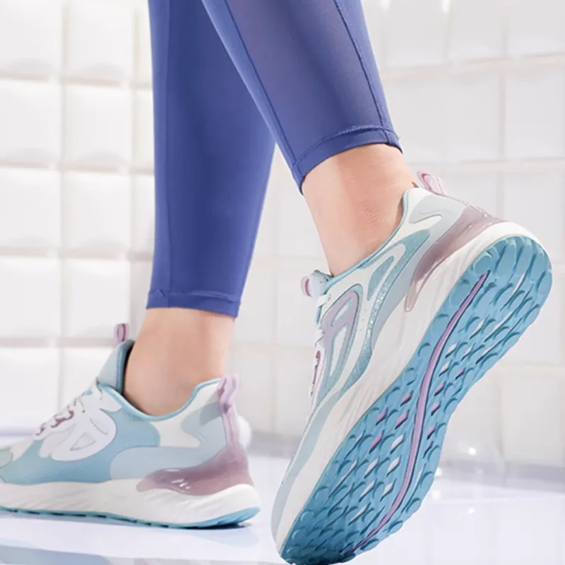 XTEP Cushioning Anti-Slip Wear-Resistant Breathability Low-Top Running Shoes Women's White Green Blue-4