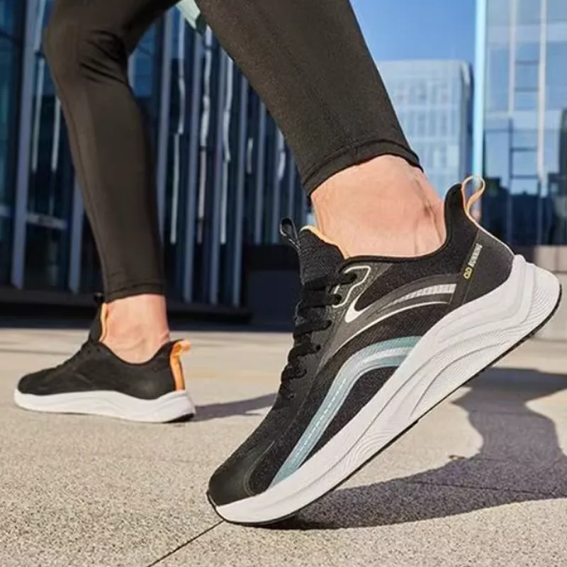 QIAODAN Anti-Slip Wear-Resistant Low-Top Running Shoes Men's Black Blue-3
