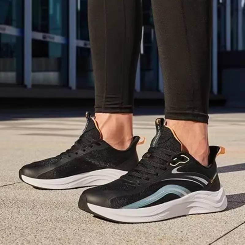 QIAODAN Anti-Slip Wear-Resistant Low-Top Running Shoes Men's Black Blue-2