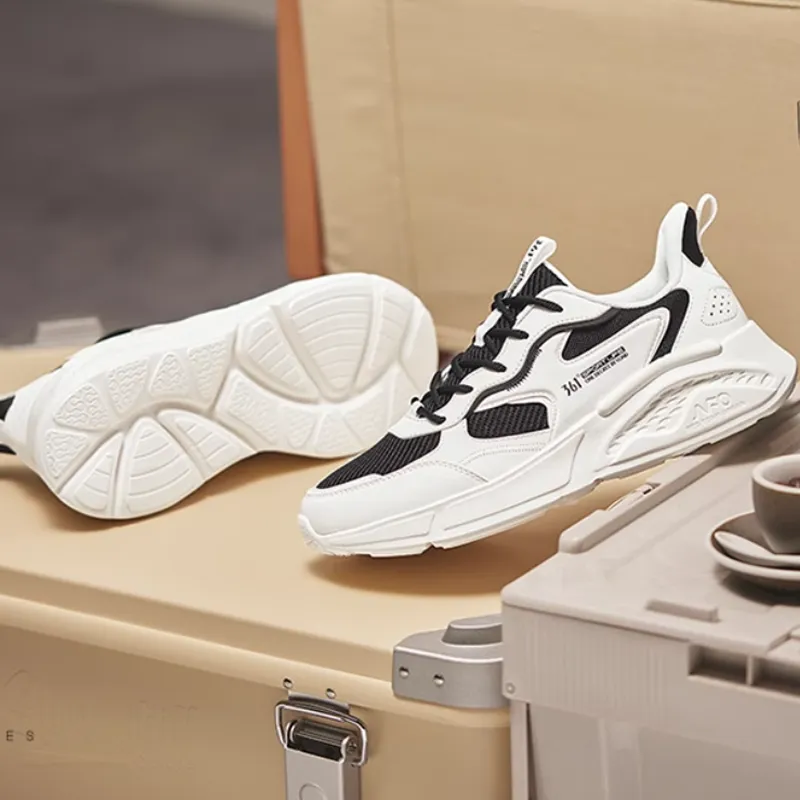 361° Anti Slip And Wear Resistant Breathable Low Top Casual Shoes Men's White Black-4