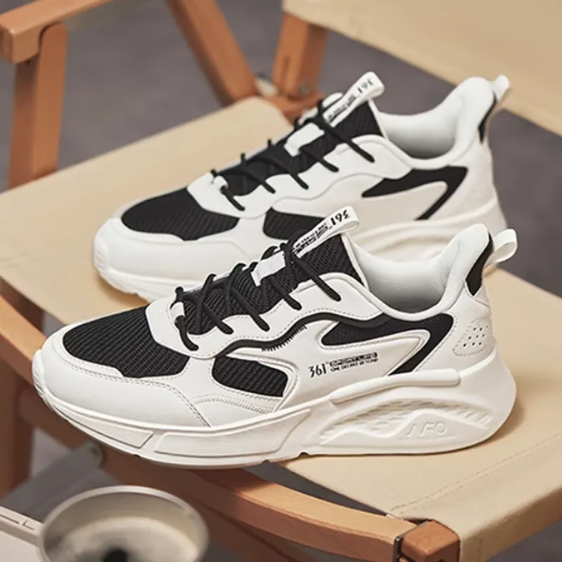 361° Anti Slip And Wear Resistant Breathable Low Top Casual Shoes Men's White Black-2