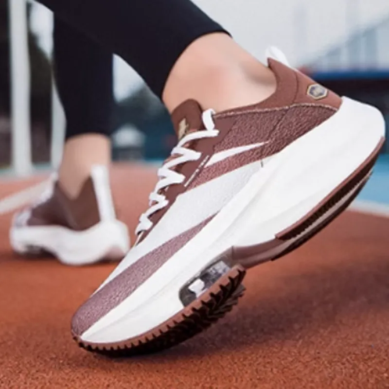 Kinglake Cushioning, Slip Resistant, Abrasion Resistant Coverage Low Top Air Cushion Running Shoes Unisex White Brown-3