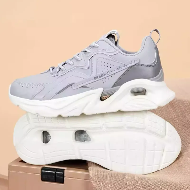 QIAODAN Cushioned Slip Resistant Low Top Running Shoes Men's Gray-4