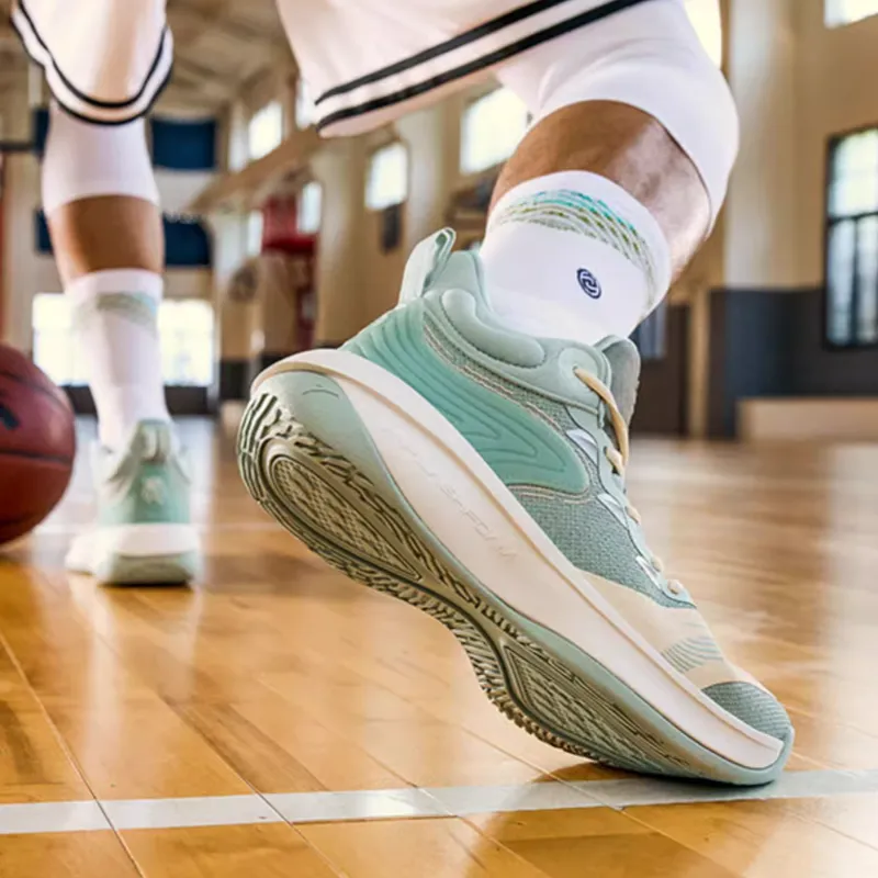 Anta Tiger Roar Cushioning Anti Slip And Wear Resistant Coverage Mid Top Performance Basketball Shoes Men's Jin Green-2