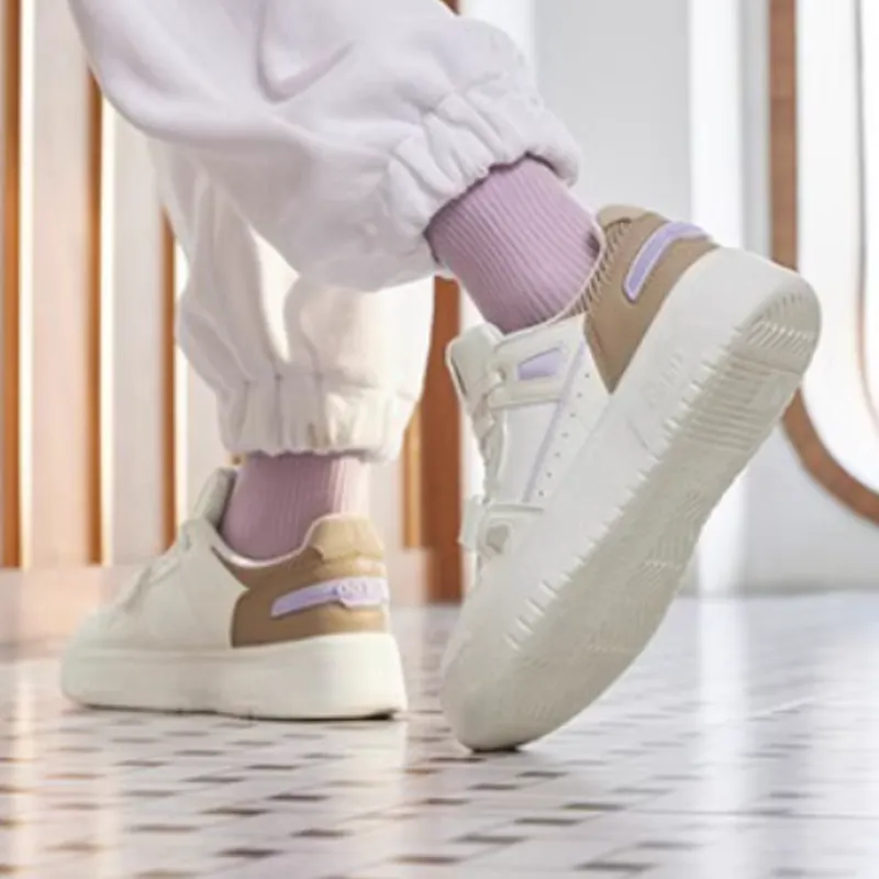 QIAODAN Non-slip Lightweight Low-Top Skateboard Shoes Women's Taupe-3