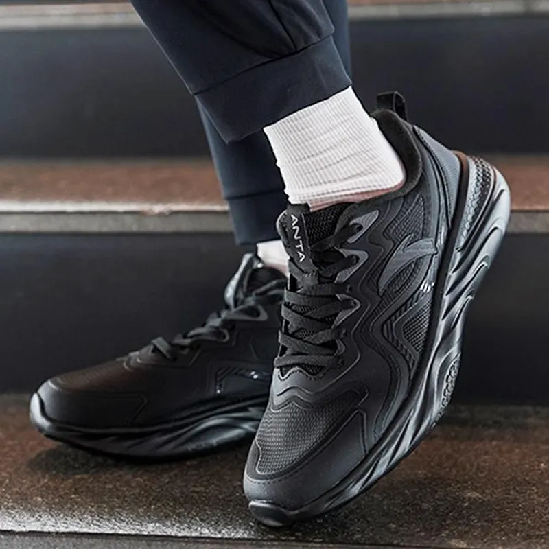 Anta Wear Resistant Slip Resistant Cushioning Lightweight Low Top Training Shoes Men's Black-2