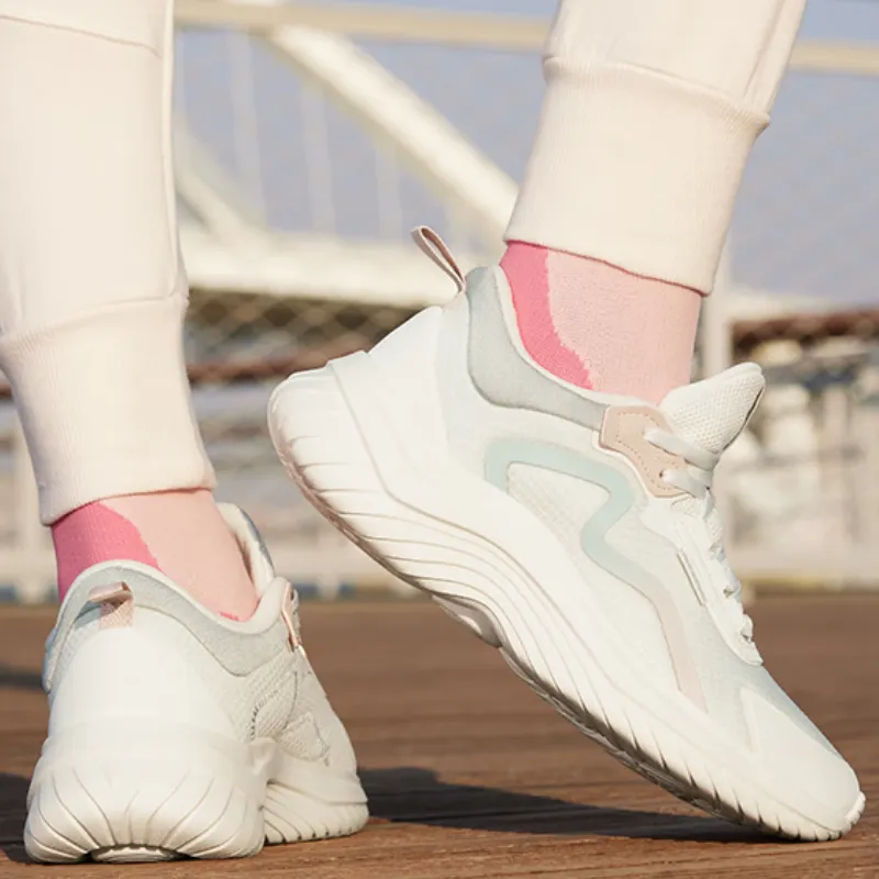 361° Cushioning Anti Slip Wear Resistant Breathability Low Top Running Shoes Women's White Blue-3