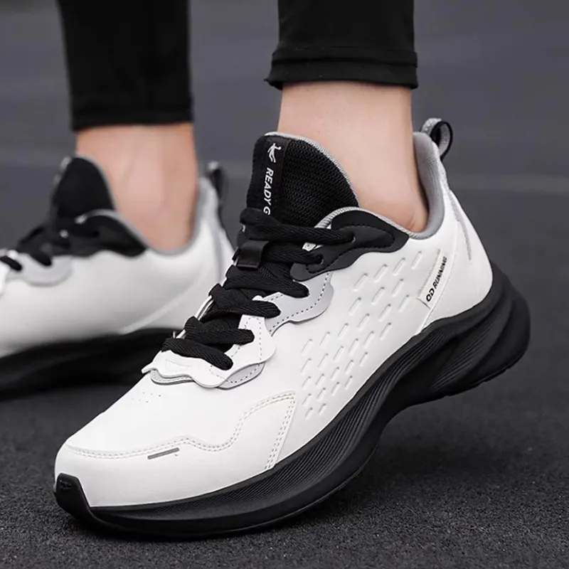 QIAODAN Cushioning Wear-Resistant Low-Top Running Shoes Men's White Black-2
